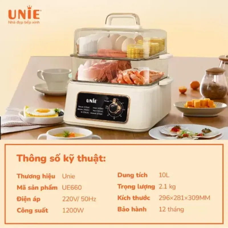 Nồi lẩu hấp đa năng Unie UE660  Dung tích 10L – đủ cho 5 đến 10 người ăn thoải mái.🍲 727505