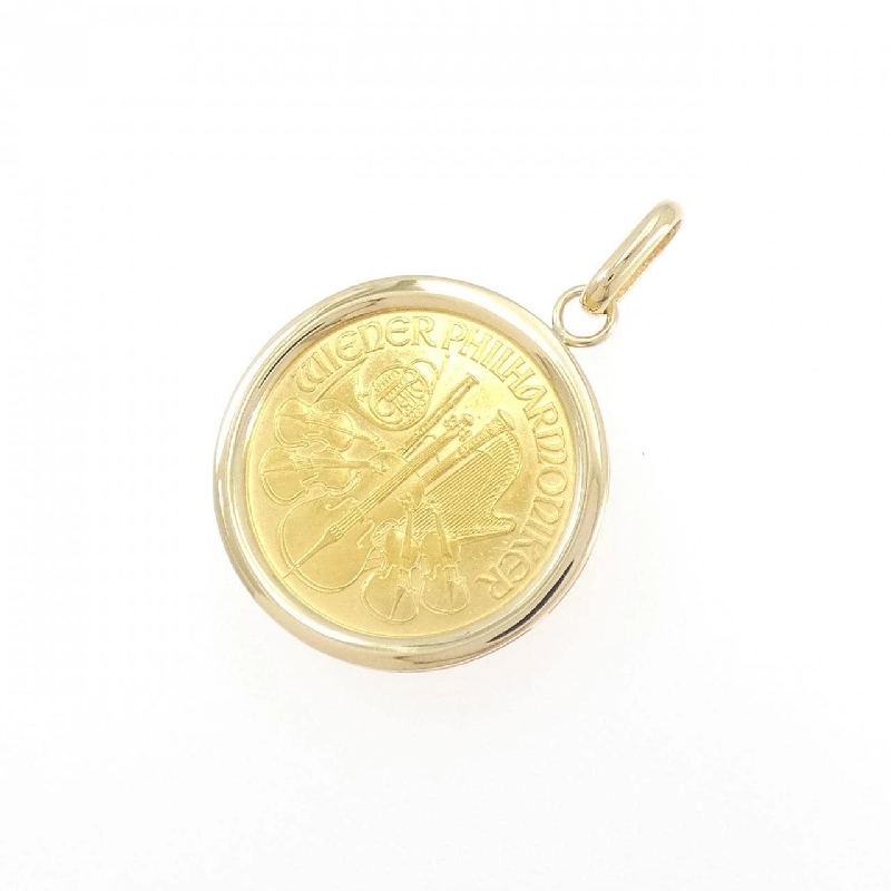K18YG(枠) Đồng xu Mặt dây chuyền - Hàng hiệu Authentic 870922