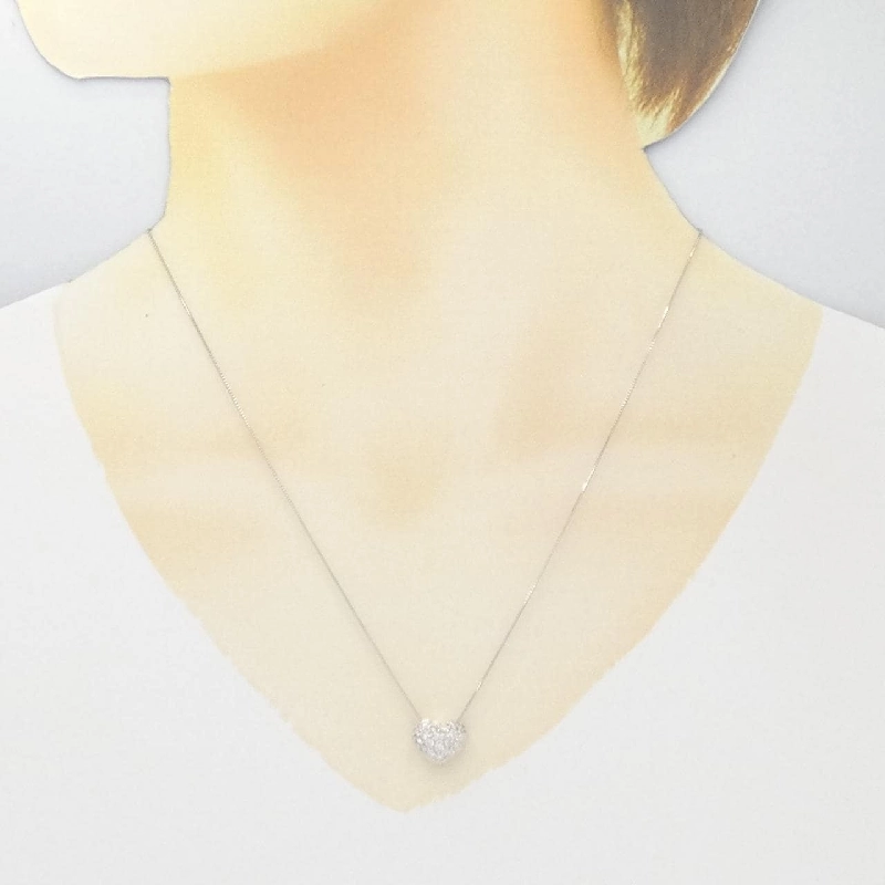 K18WG Dây chuyền kim cương hình trái tim Pavé 0.50CT - Hàng hiệu Chính hãng 859157