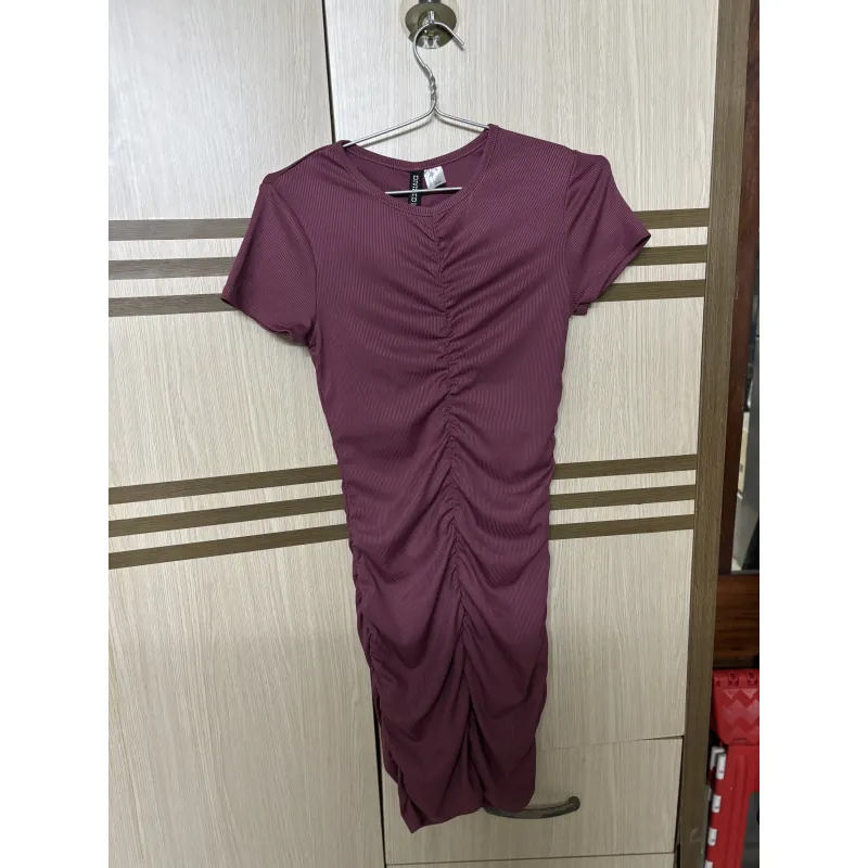 Đầm body nhún H&M mua ở store VN, size S, hồng ruốc 1026483