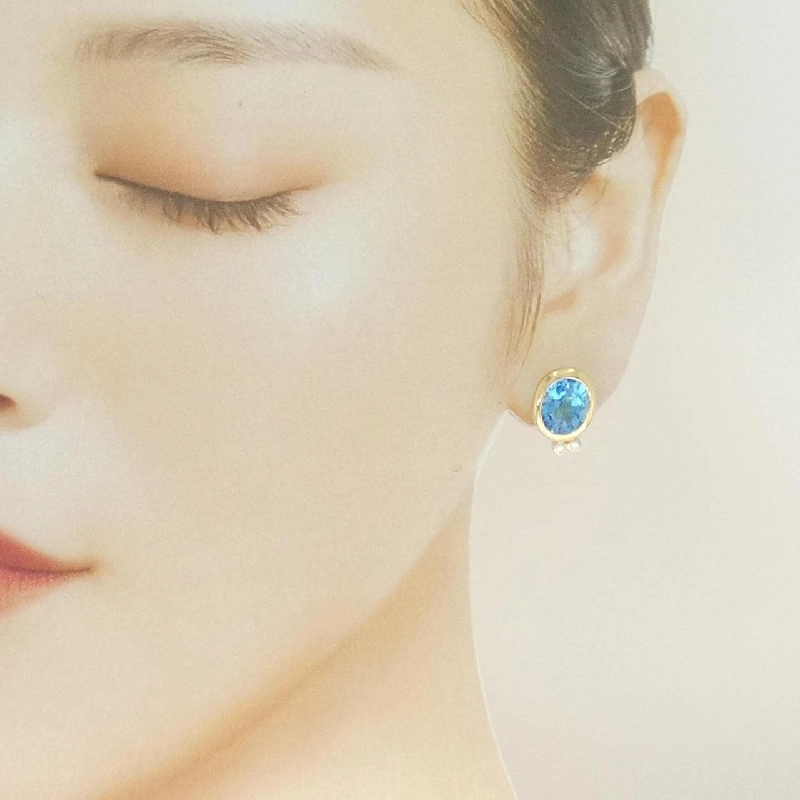 K18YG Blue Topaz Bông tai 6.93CT - Hàng hiệu Chính hãng 869064