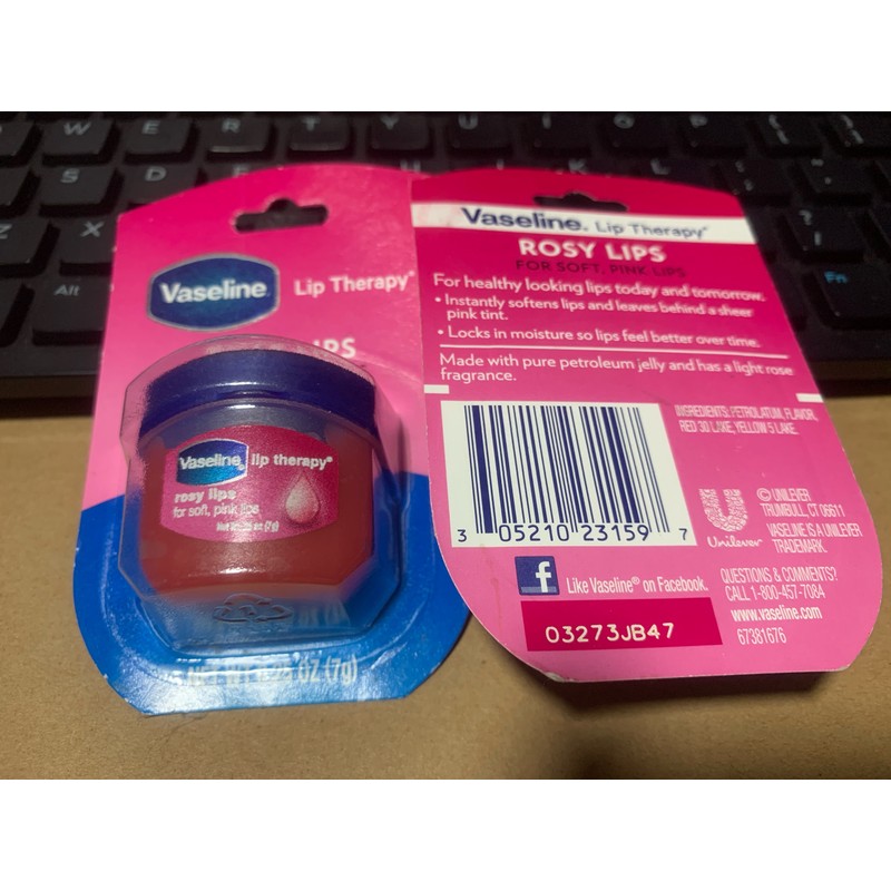 Sáp dưỡng môi Vaseline lip Therapy Rosy Lips 7g - Mỹ (Màu Hồng) chính hãng nguyên tem  148312