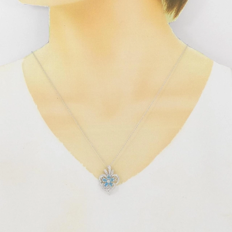 K18WG Hoa Xanh Topaz Dây Chuyền 0.80CT - Hàng hiệu Chính hãng 863017