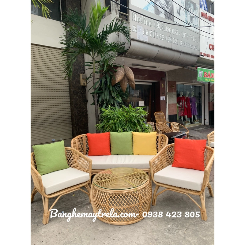 Bàn ghế sofa mây tre đan hiện đại 466655