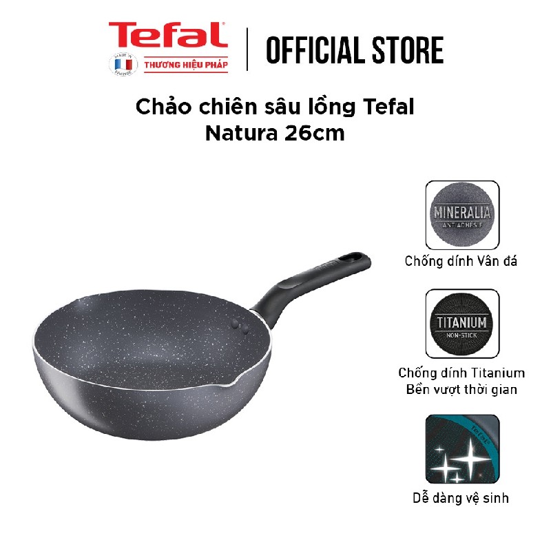 Chảo chiên sâu lòng vân đá Tefal Natura 26cm 15491