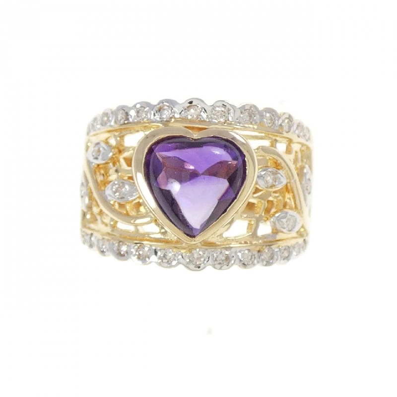 Nhẫn Amethyst hình trái tim K18YG/K18WG 1.64CT - Hàng hiệu Chính hãng 852023