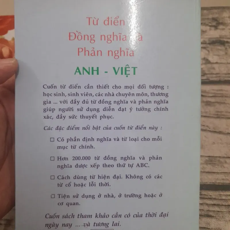 Từ điển Đồng nghĩa và Phản nghĩa Anh Việt. Nguyễn Thành Yến biên dịch 607314