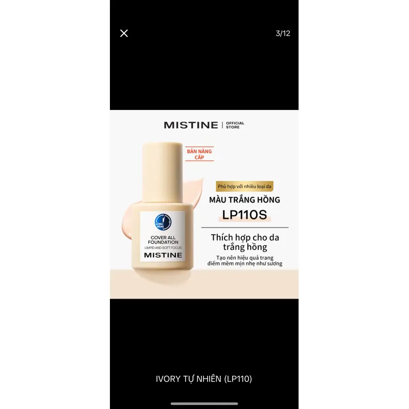 Kem nền MISTINE chính hãng màu LP110S da trắng hồng  1018738