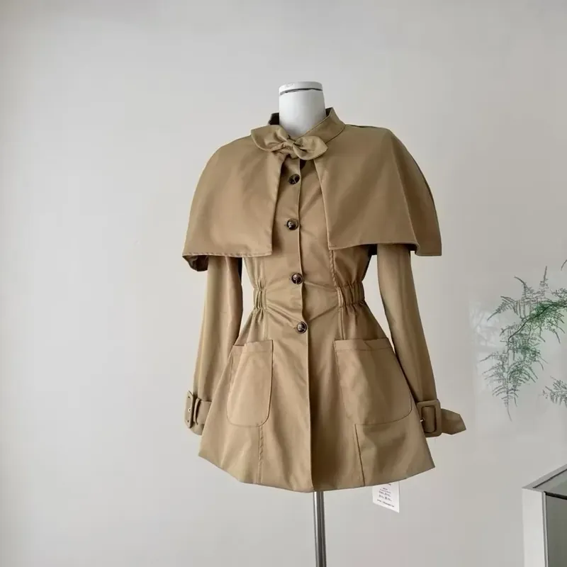 Set mangto kaki dài tay chun eo túi trước kèm choàng rời 720126