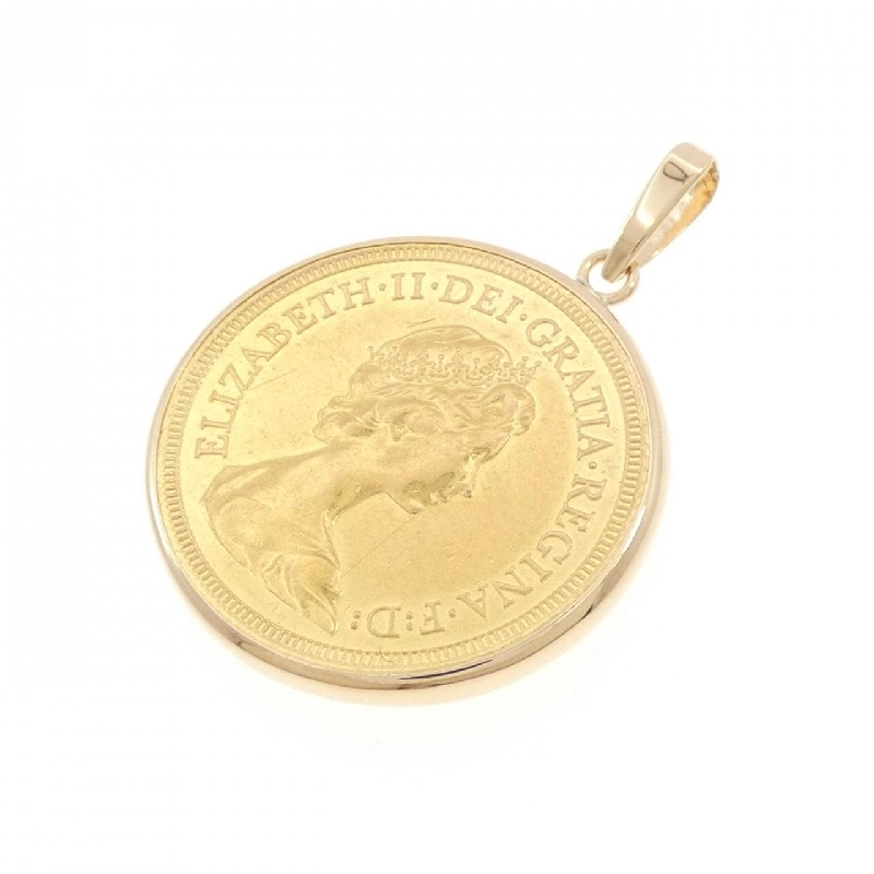 K18YG(枠) Mặt dây chuyền đồng xu - Hàng hiệu Authentic 870906