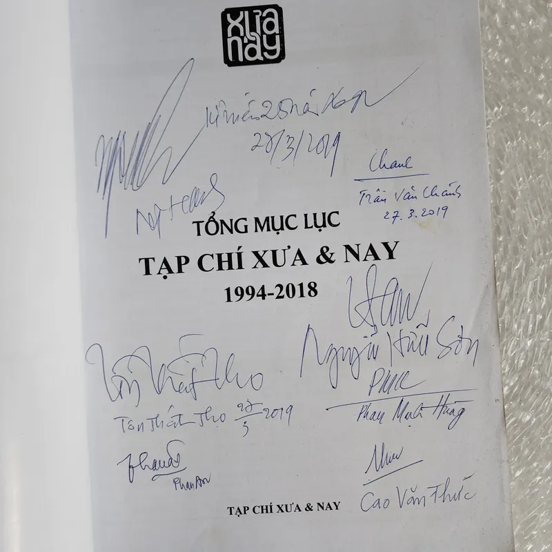 Tổng mục lục tạp chí Xưa và nay 1994-2018 | chữ ký của nhiều nhà nghiên cứu 689494