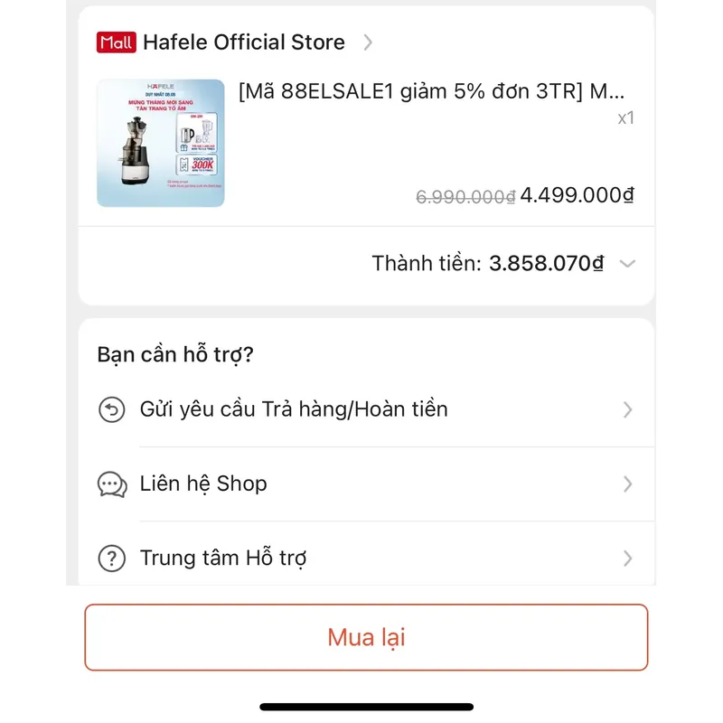 Máy ép chậm Hafele JE 230 BL chính hãng, mới dùng 1 lần 739344