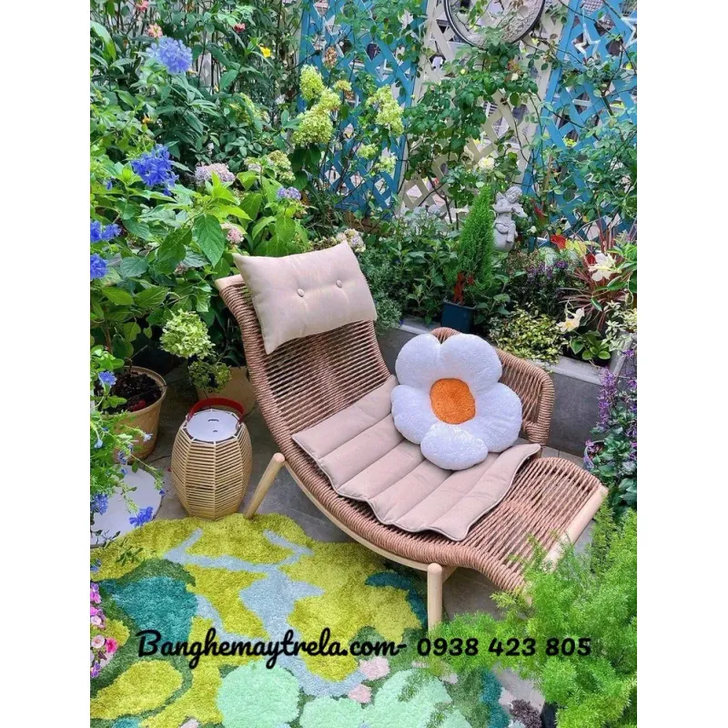 Ghế thư giãn ban công đan dây dù 694538