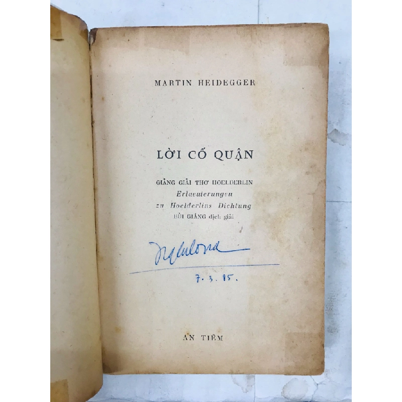 Lời cố quận và lễ hội tháng ba - Martin Heidegger ( in lần nhất có chữ ký tác giả ) 128092