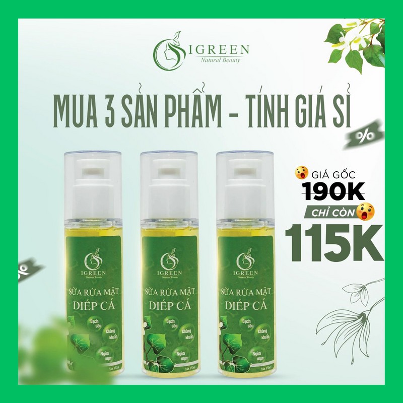 SỮA RỬA MẶT DIẾP CÁ TRÀ XANH DỊU NHẸ PH5.5 150ML 185654