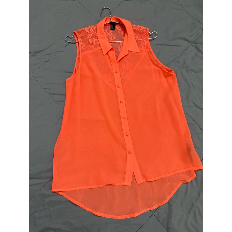 Áo kiểu form rộng F21 có ren cam size M 463360