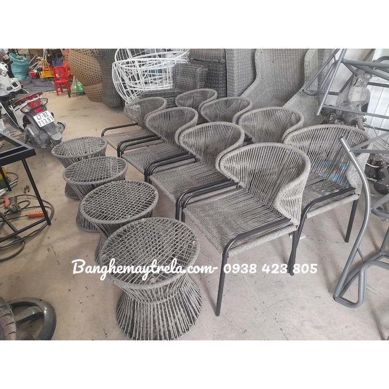 Ghế ngoài trời đan dây dù 498956