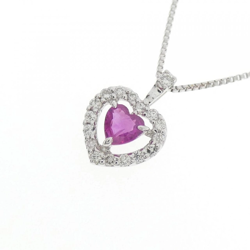 K18WG Dây chuyền hình trái tim Ruby 0.18CT - Hàng hiệu Chính hãng 865285