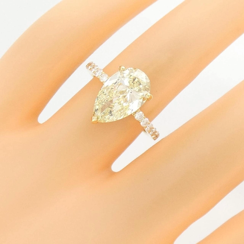 Nhẫn kim cương K18YG 3.003CT LY SI2 hình giọt nước - Hàng hiệu Authentic 872887