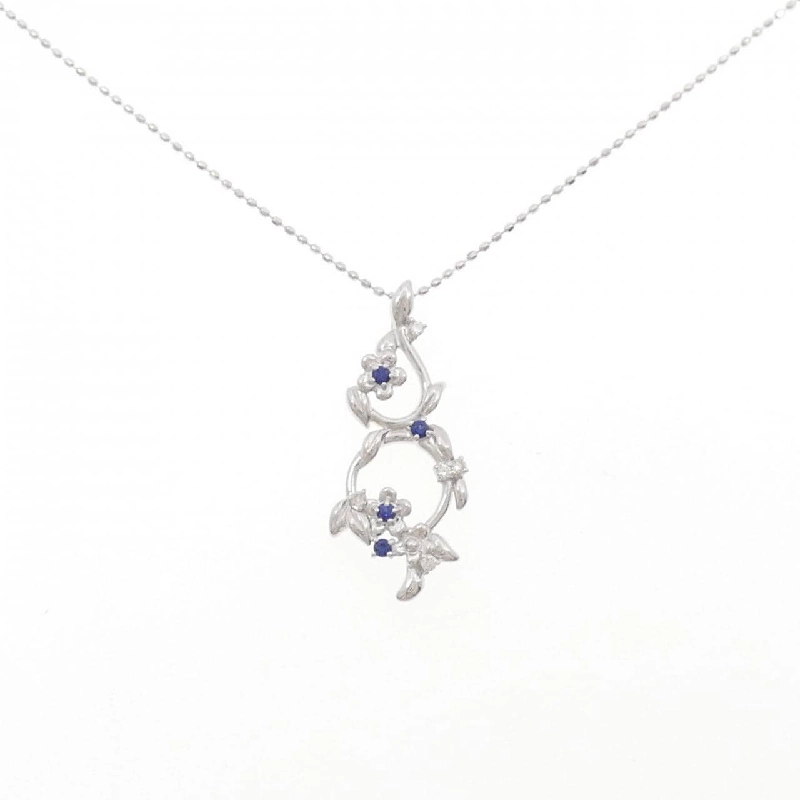 K18WG Hoa Sapphire Dây Chuyền 0.07CT - Hàng hiệu Chính hãng 859691