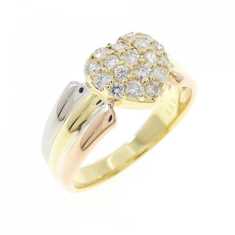 Nhẫn kim cương pavé hình trái tim K18YG/PT/K18PG 0.33CT - Hàng hiệu Authentic 854410