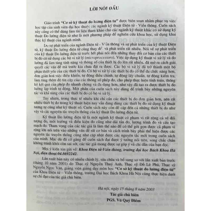 CƠ SỞ KỸ THUẬT ĐO LƯỜNG ĐIỆN TỬ 482460