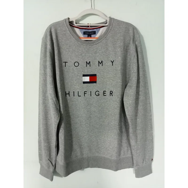 Áo sweater Tommy Hilfiger thêu chữ & logo màu xám 719765