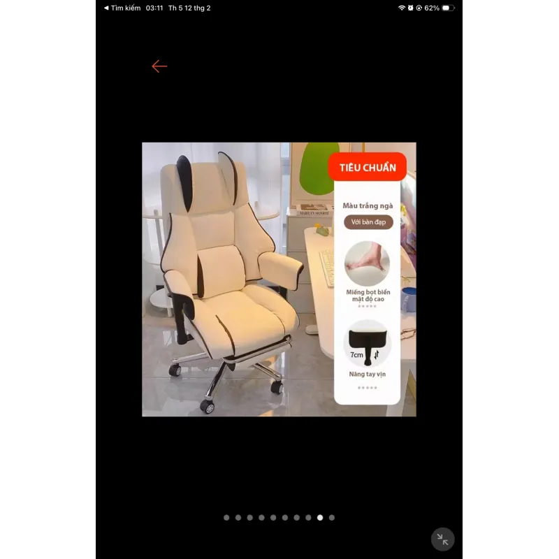 Ghế văn phòng cao cấp màu be thiết kế hiện đại có lưng tựa và bánh xe 801250