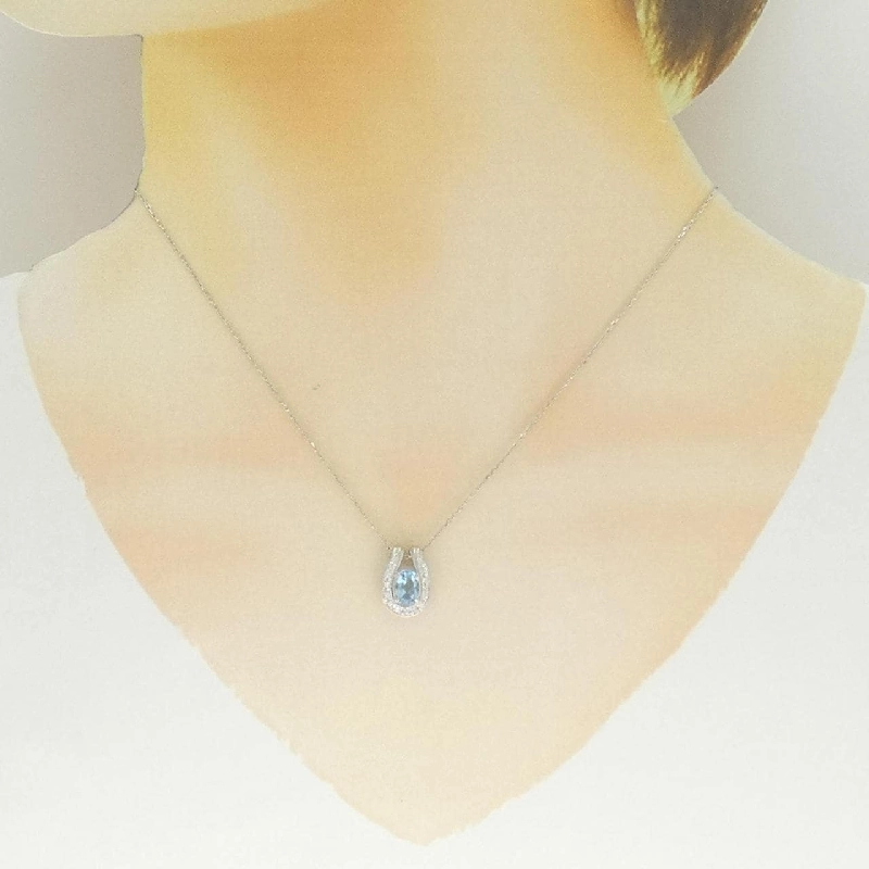 Dây chuyền aquamarine PT900/PT850 0.66CT - Hàng hiệu Authentic 856598