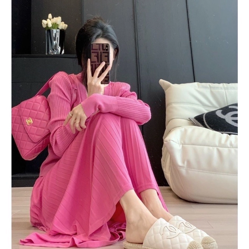 Set váy len hồng size M 464026