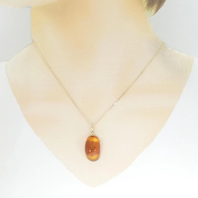 K18YG Hổ phách Dây chuyền - Hàng hiệu Chính hãng 863931