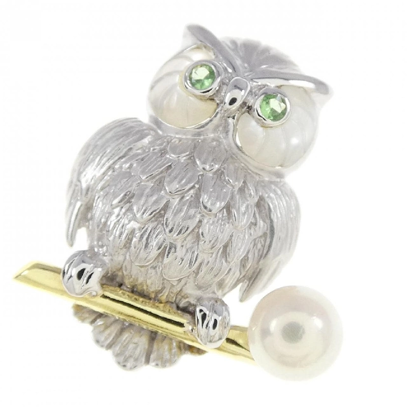 K18WG/K18YG Cú Mèo Ngọc Trai Akoya Dây Chuyền - Hàng hiệu Authentic 856566