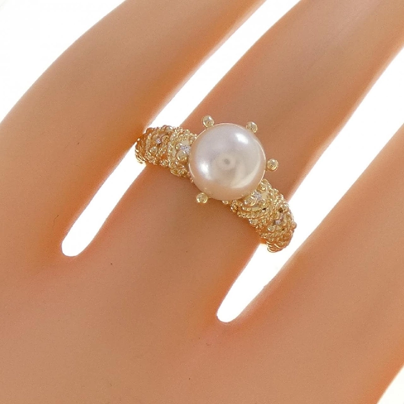 Nhẫn ngọc trai Akoya 750YG 7.4mm - Hàng hiệu Authentic 853625