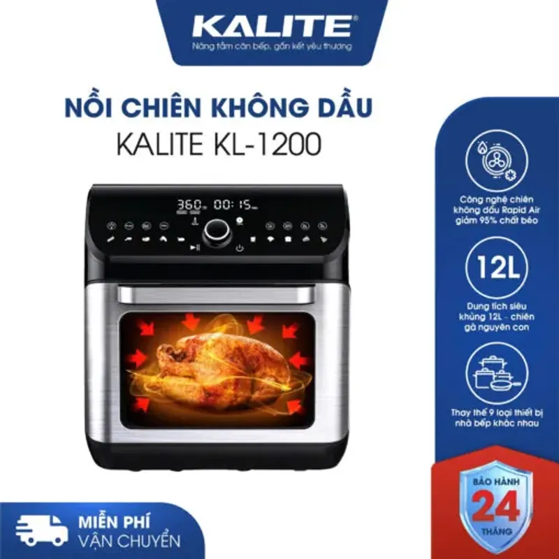 Nồi chiên không dầu KALITE KL-1200 12L giảm 95% chất béo 583908