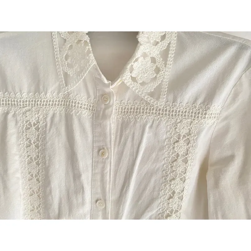 MỚI 99%***ÁO SƠ MI ZARA TRẮNG REN CROPTOP DÀI TAY* REN CÁCH ĐIỆU* TẶNG QUÀ 0Đ FREESHIP 588228
