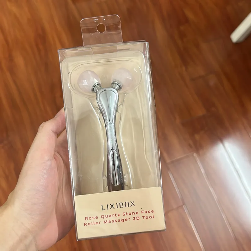 Thanh Lăn Massage Mặt Đá Thạch Anh Hồng Lixibox Rose Quartz Stone Face Roller Massager 3D 595658