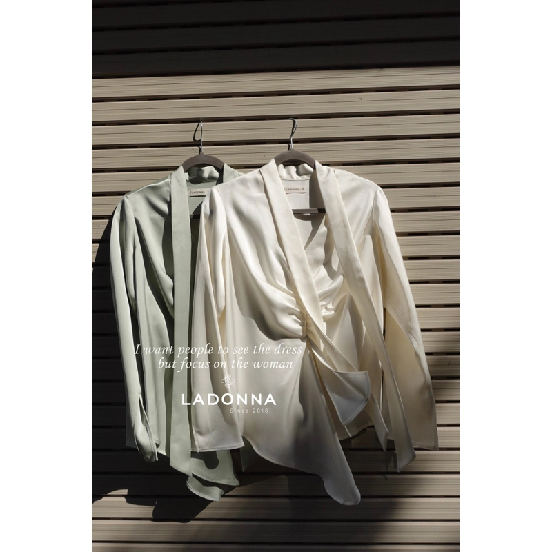 [New] Sơ mi lụa La Donna Design áo sơ mi tiểu thư sang chảnh Trắng 369263