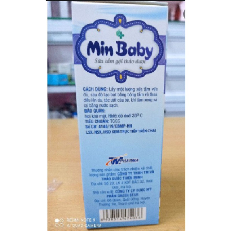 Sữa tắm gội thảo dược Min Baby 2734