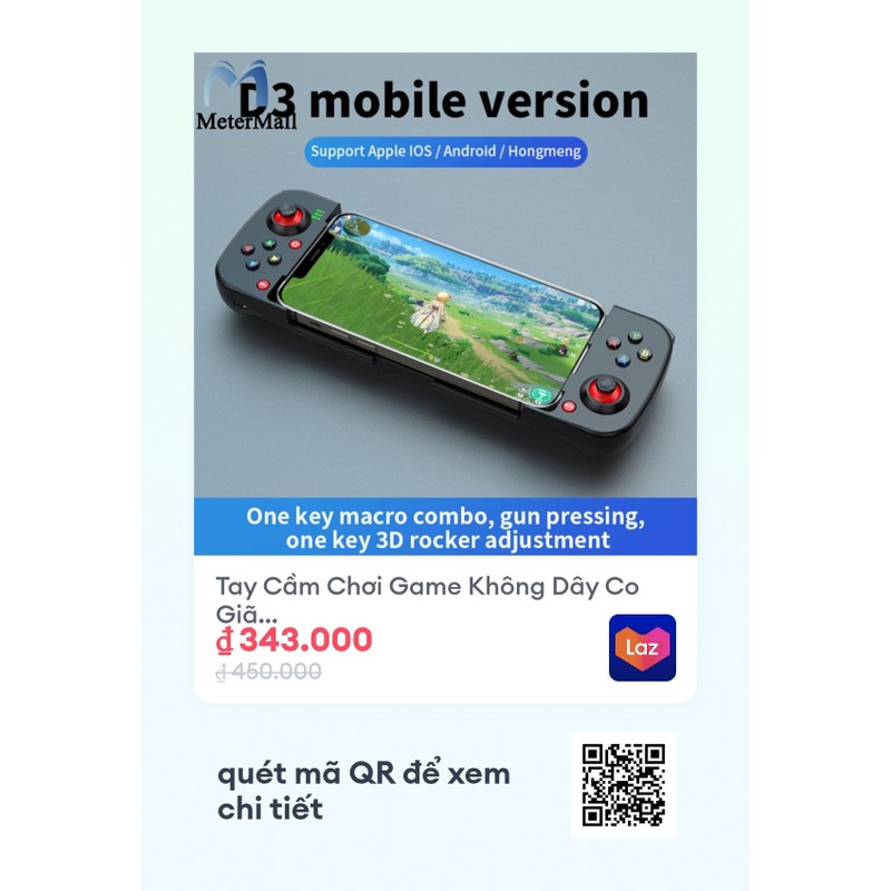 Tay Cầm Chơi Game Không Dây Co Giãn BSP D5 Đen 111265