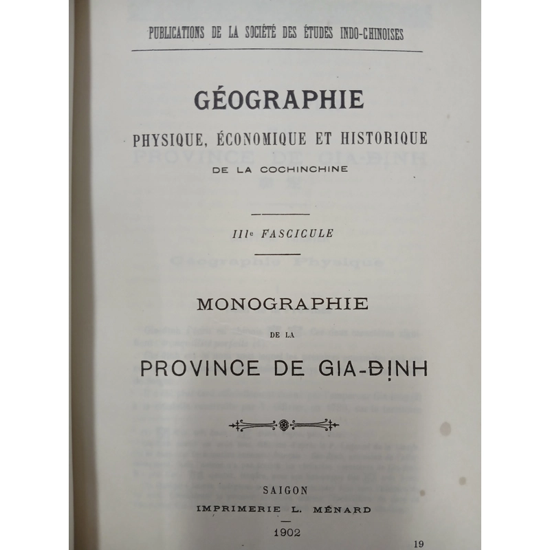 MONOGRAPHIE DE LA PROVINCE DE GIA ĐỊNH ( CHUYÊN KHẢO VỀ TỈNH GIA ĐỊNH) 550917