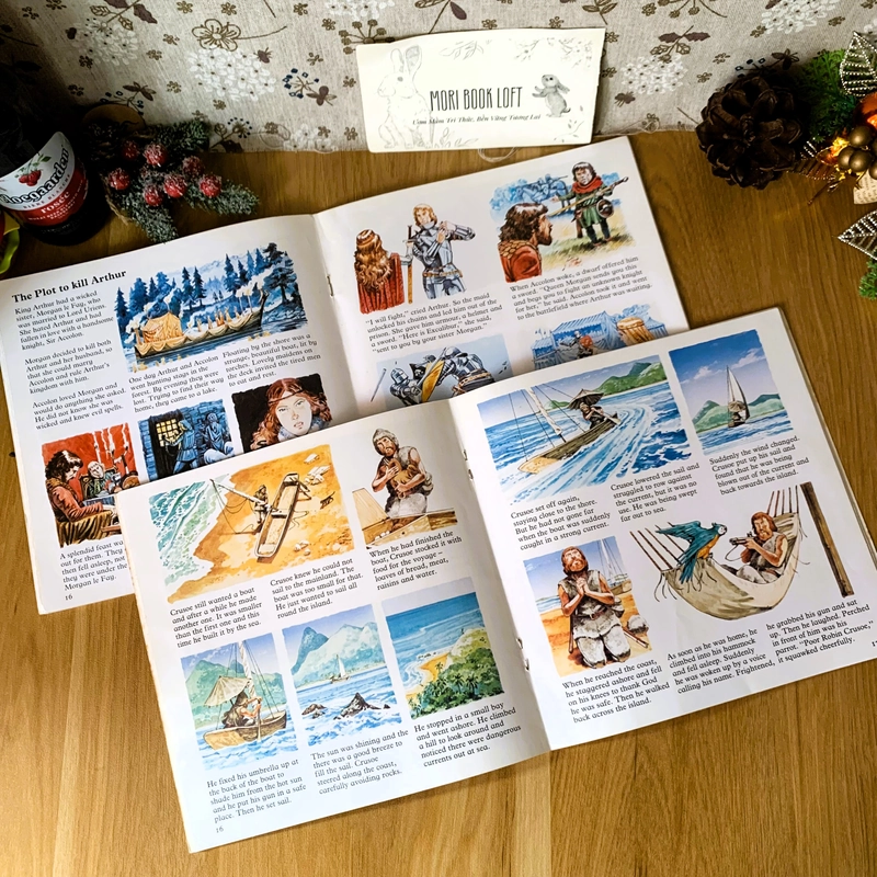 Combo 2 cuốn truyện kinh điển Robinson Crusoe và The Adventure of King Arthur, Used 477837