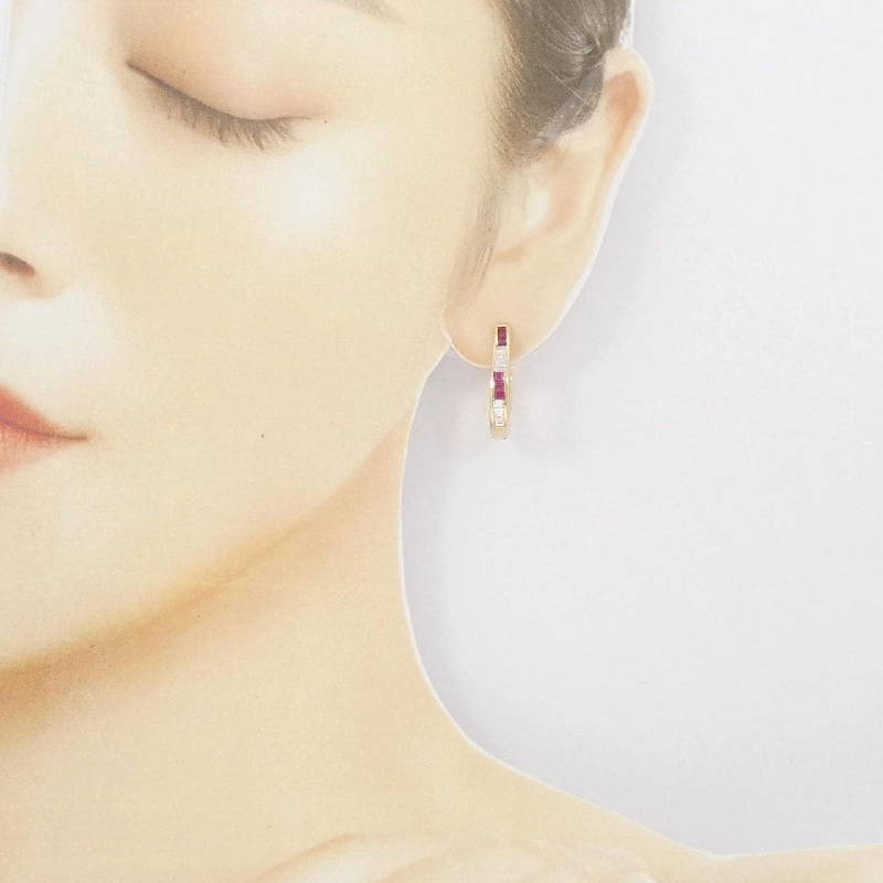 K18YG Bông tai Ruby 0.75CT - Hàng hiệu Chính hãng 870768
