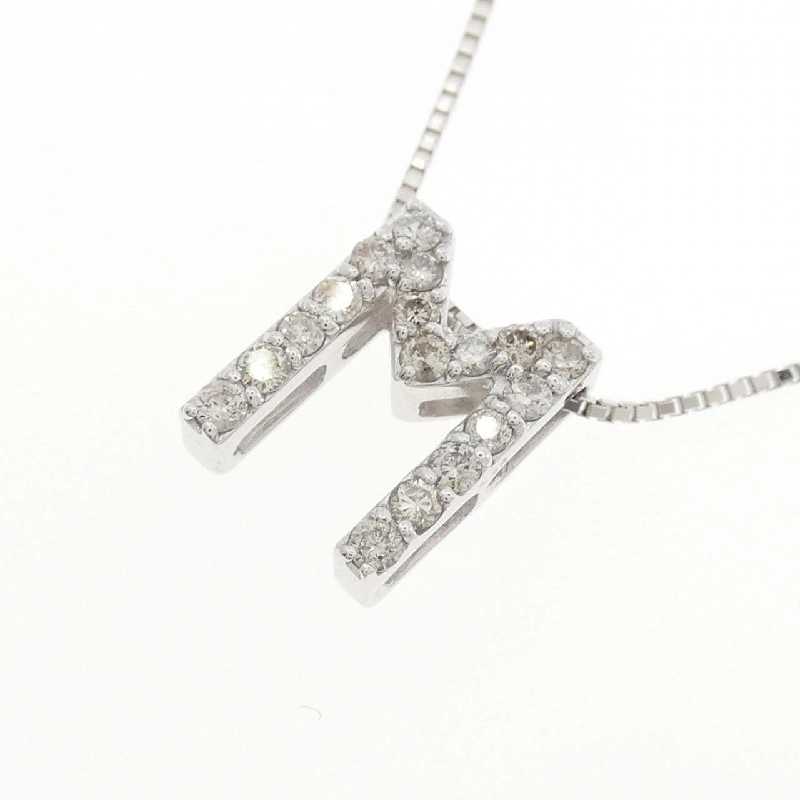 K18WG Chữ cái M Dây chuyền kim cương 0.34CT - Hàng hiệu Chính hãng 859422