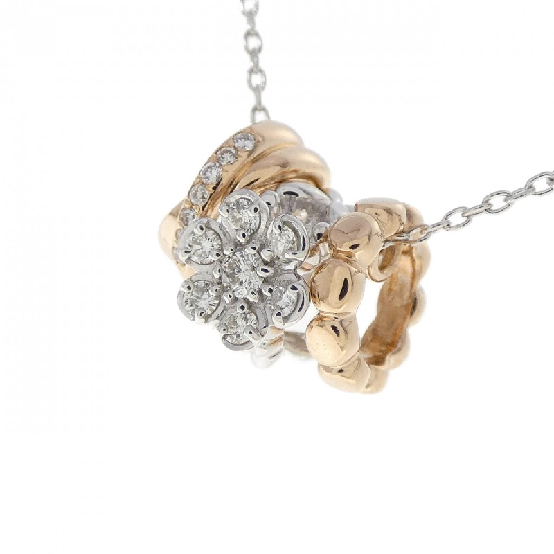 Dây chuyền kim cương hoa K18WG/K18PG 0.02CT - Hàng hiệu Authentic 860016