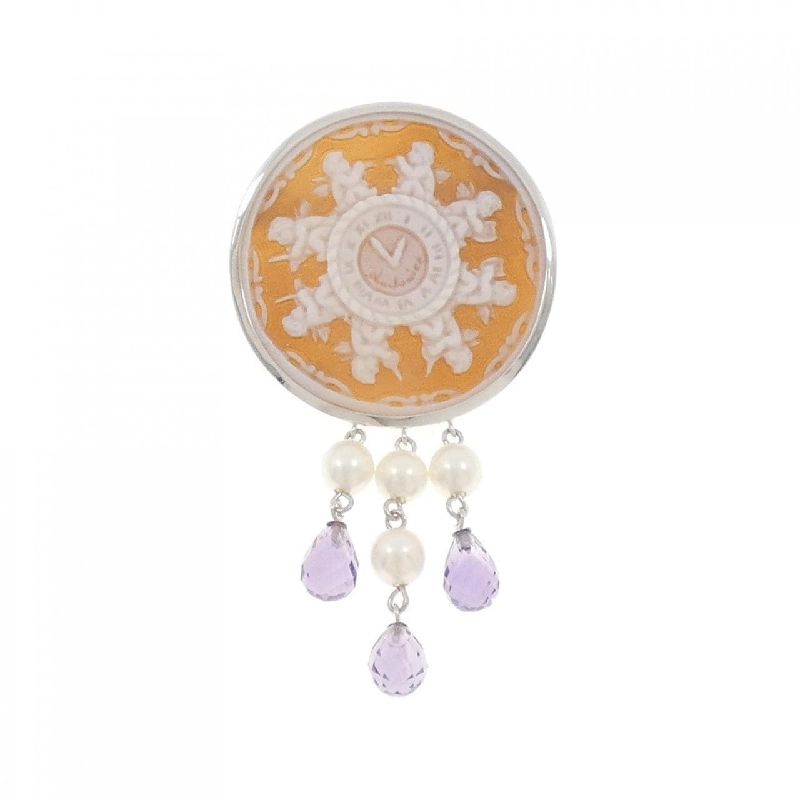 K18WG Shell Cameo Brooch - Hàng hiệu Authentic 872370