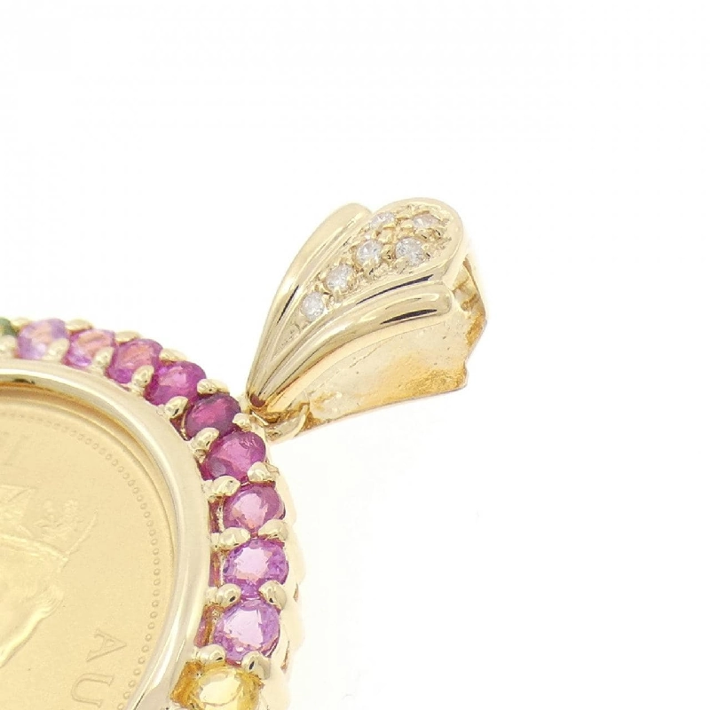 K18YG(枠) Sapphire Coin Pendant 3.60CT - Hàng hiệu Authentic 865996