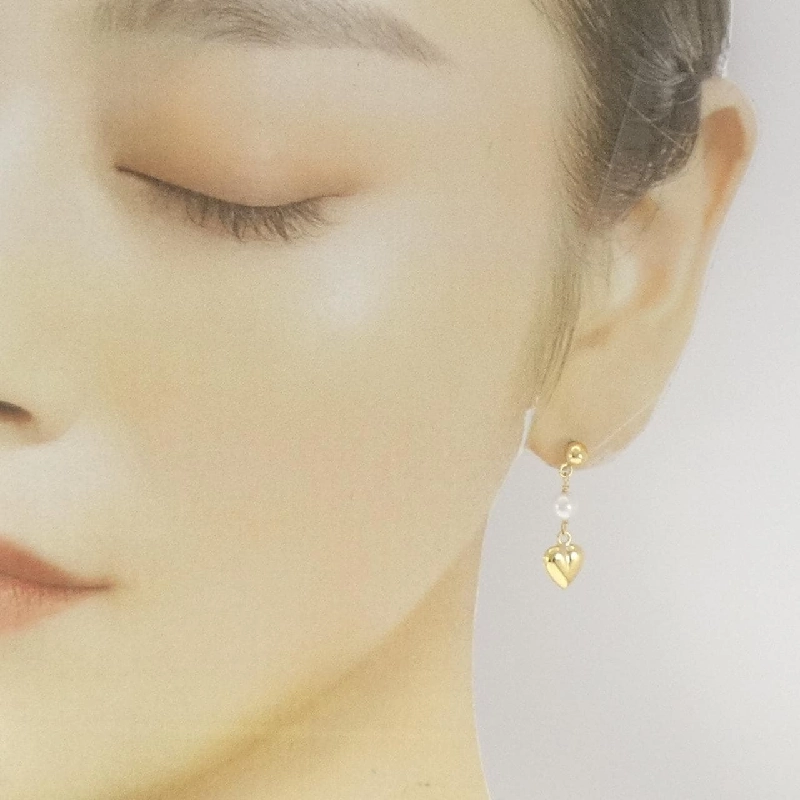 Bông tai ngọc trai nước ngọt hình trái tim 750YG/18KTYG 4.6mm - Hàng hiệu Chính hãng 870434