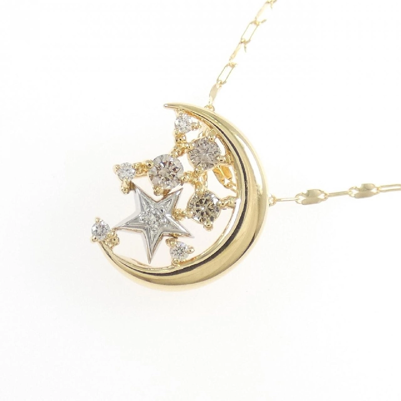 K18YG/PT900 Mặt trăng × Ngôi sao Dây chuyền kim cương 0.20CT - Hàng hiệu Chính hãng 856406