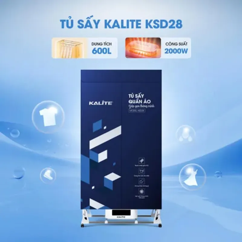 Tủ sấy quần áo KALITE KSD28, công suất 2000W, dung tích 600L, sấy khô nhanh 761331