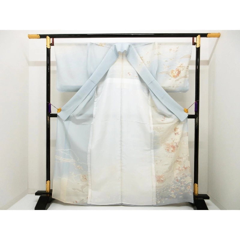 Áo kimono đơn lớp Komaro, trang trí vàng Yuzen, thêu màu ombre - Hàng hiệu Authentic 877169